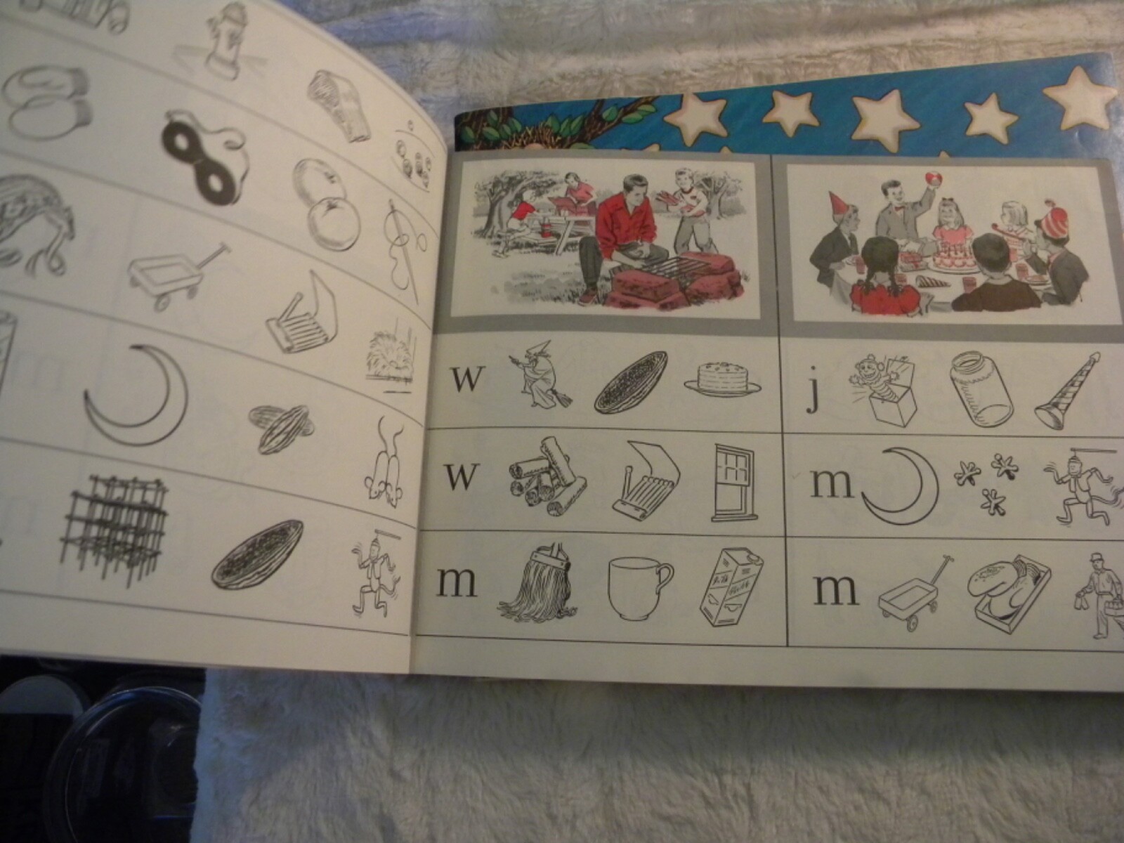 vintage Houghton Mifflin Getting Ready to Read 71 plastic toys, 6 wkbks, letters