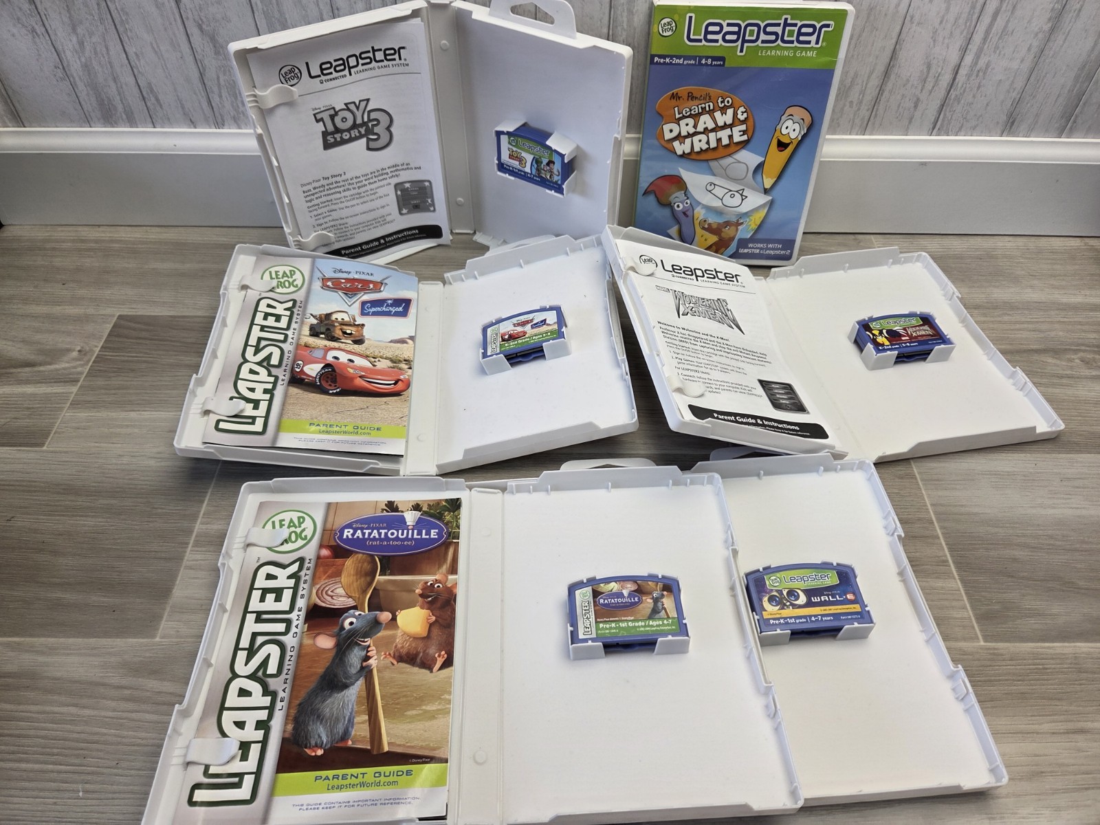 Leapster Learning Game Lot of 6 Cars Wall-E Toy Story 3 Wolverine Ratatouille