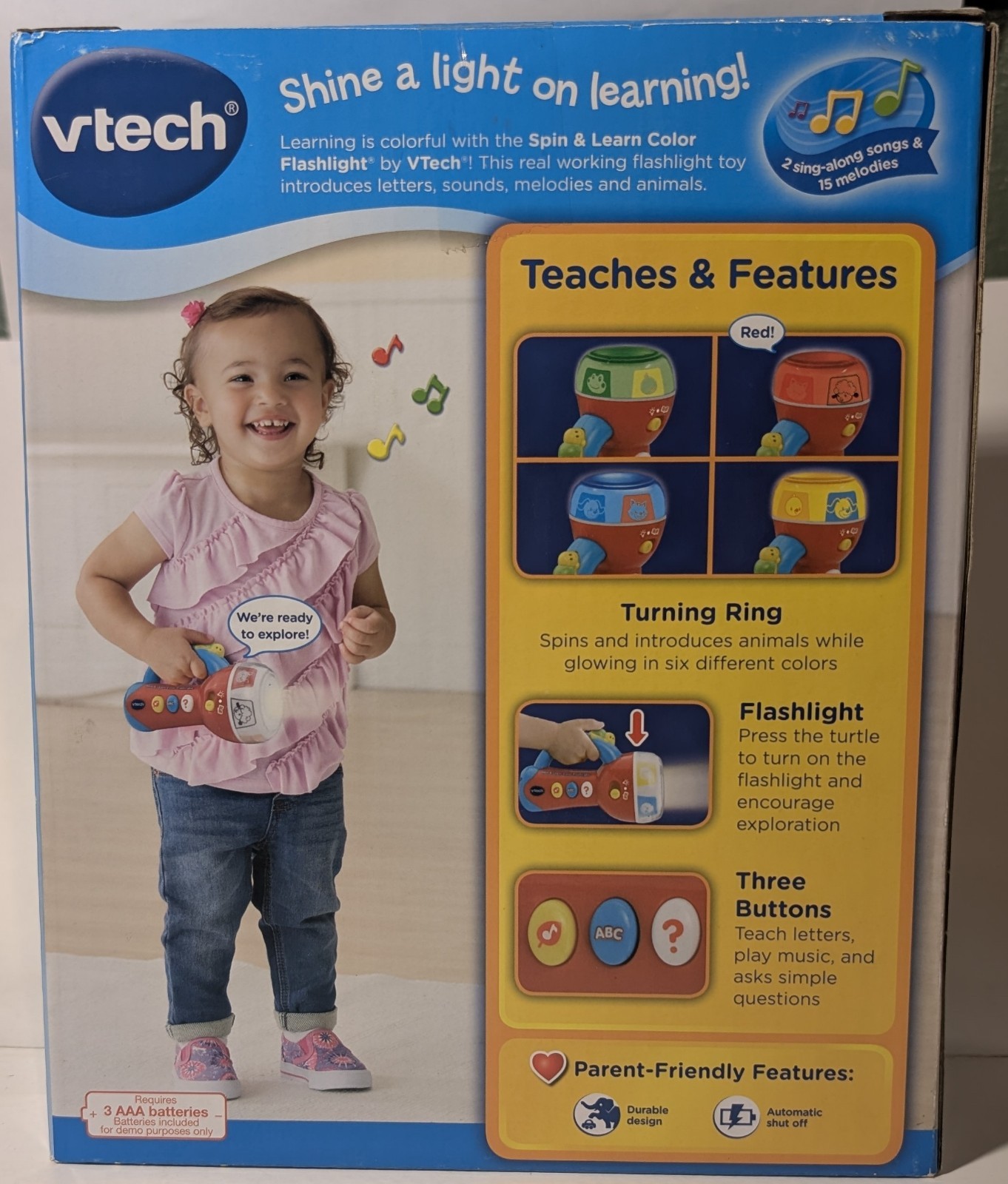 VTech Spin and Learn Color Flashlight Red 12- 36 Months Working New in Packaging
