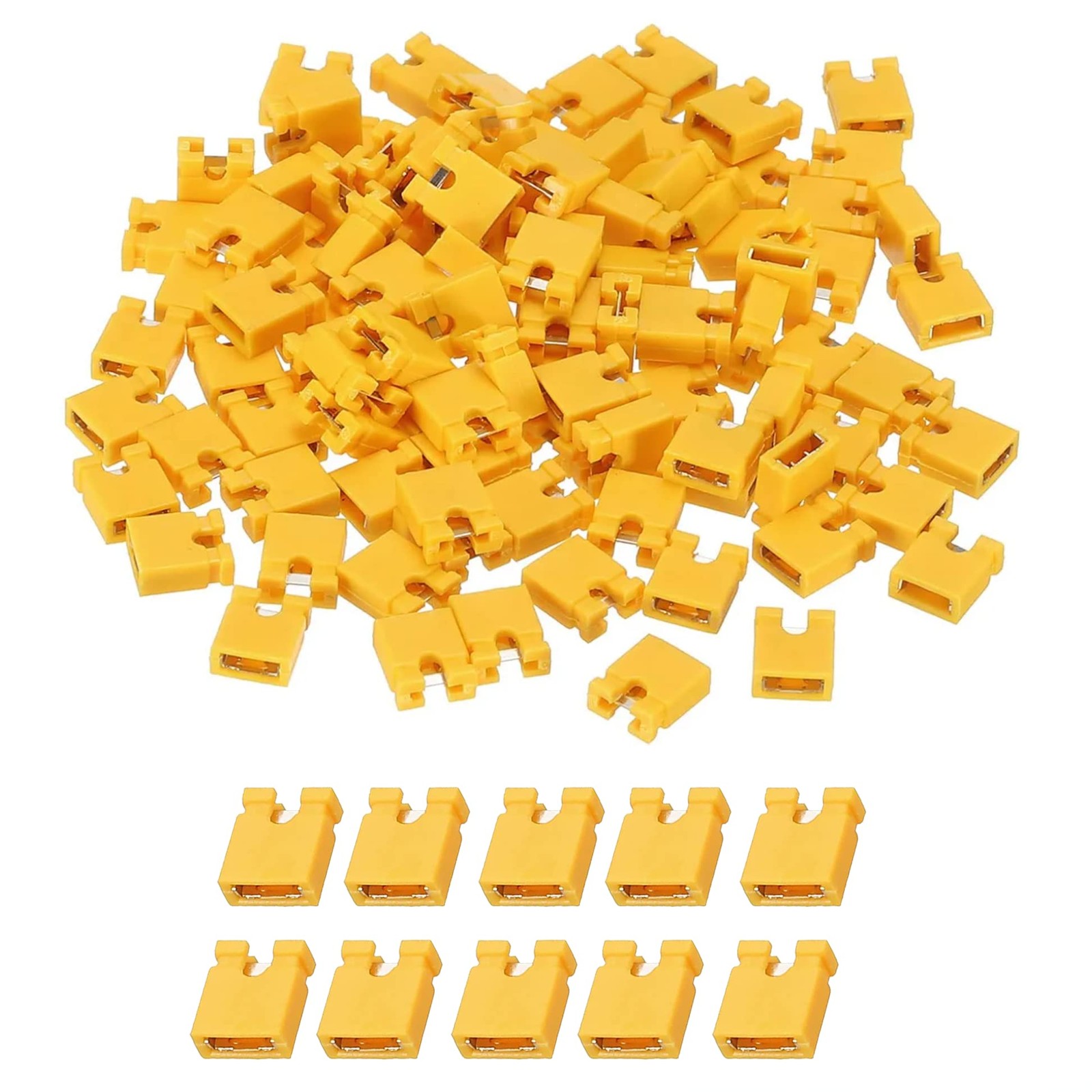 California JOS 100 PCS Jumper Caps Kit 2.54mm Standard 100 PCS, Yellow