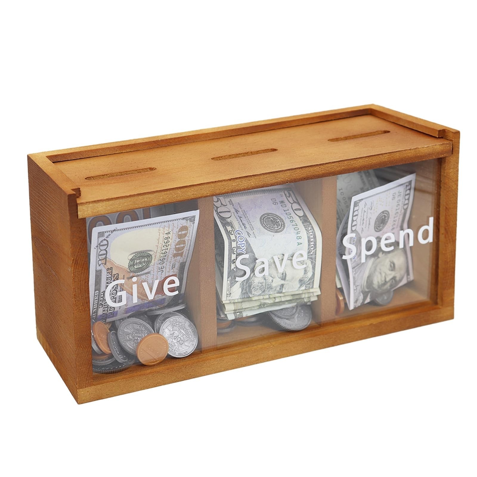 Spend Save Give Piggy Bank for Kids, Money Coin Savings Piggy Bank Jar Box fo…
