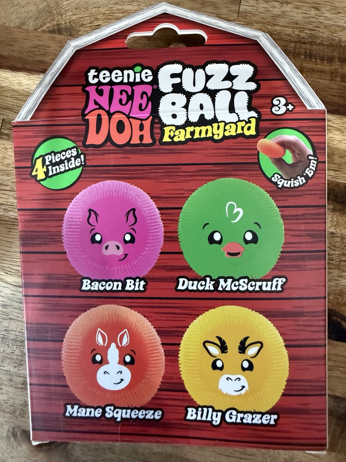 Schylling Nee Doh Teenie Fuzz Ball Farmyard Squeeze Toys 4-Pack Multicolor