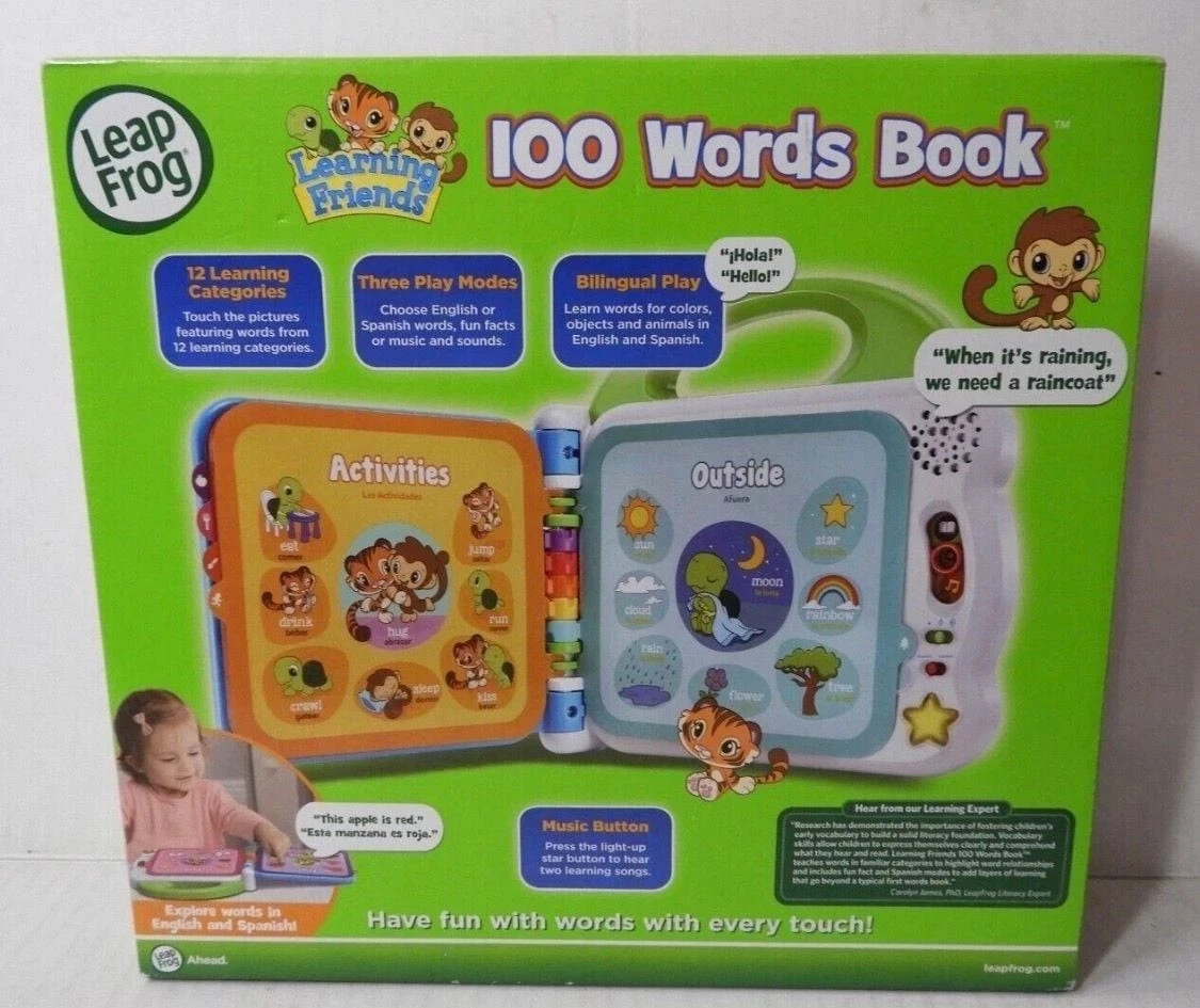LeapFrog Learning Friends 100 Words Book Bilingual English Spanish..