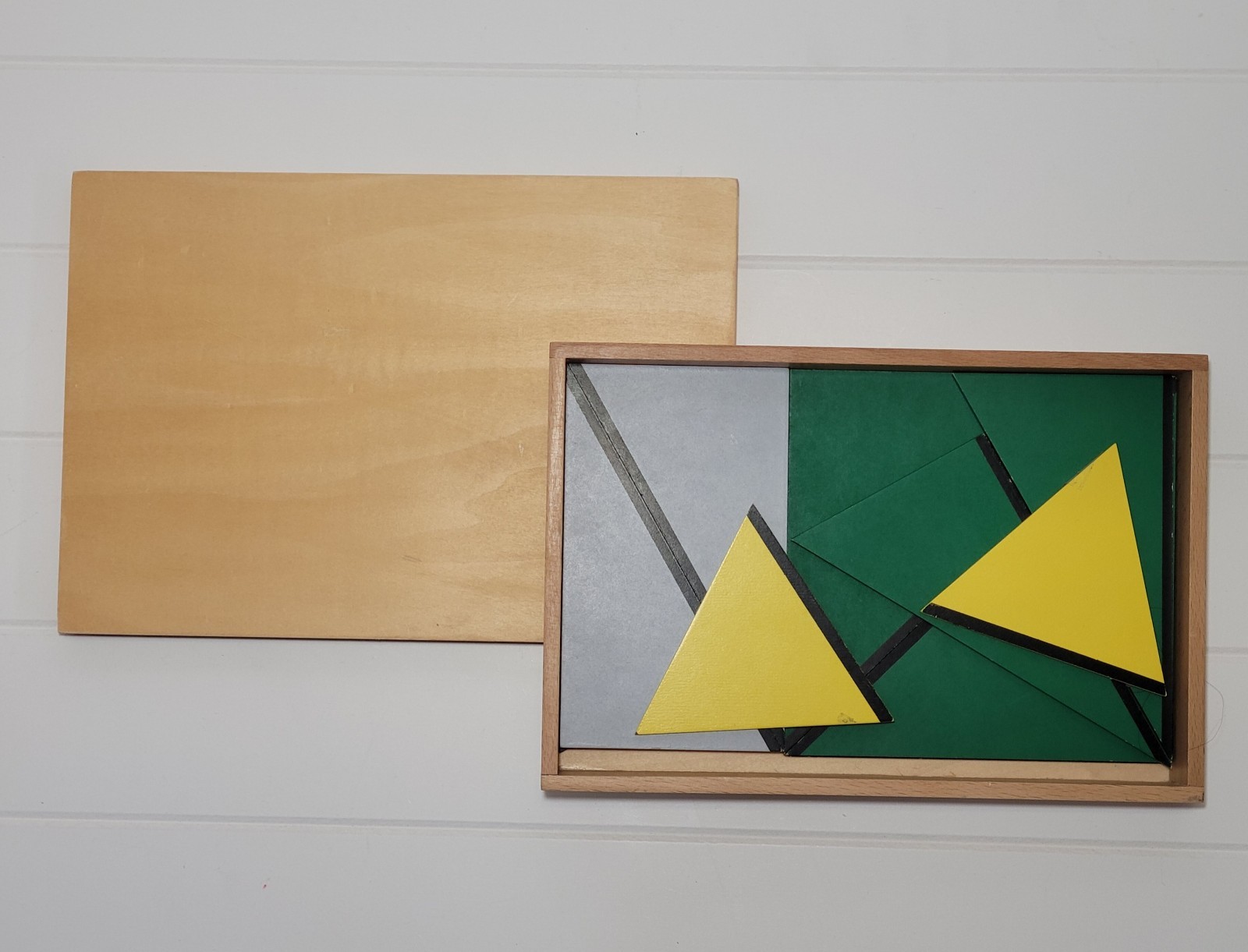 Montessori Constructive Triangles 5 Wooden Box Set Sensorial Geometry Material