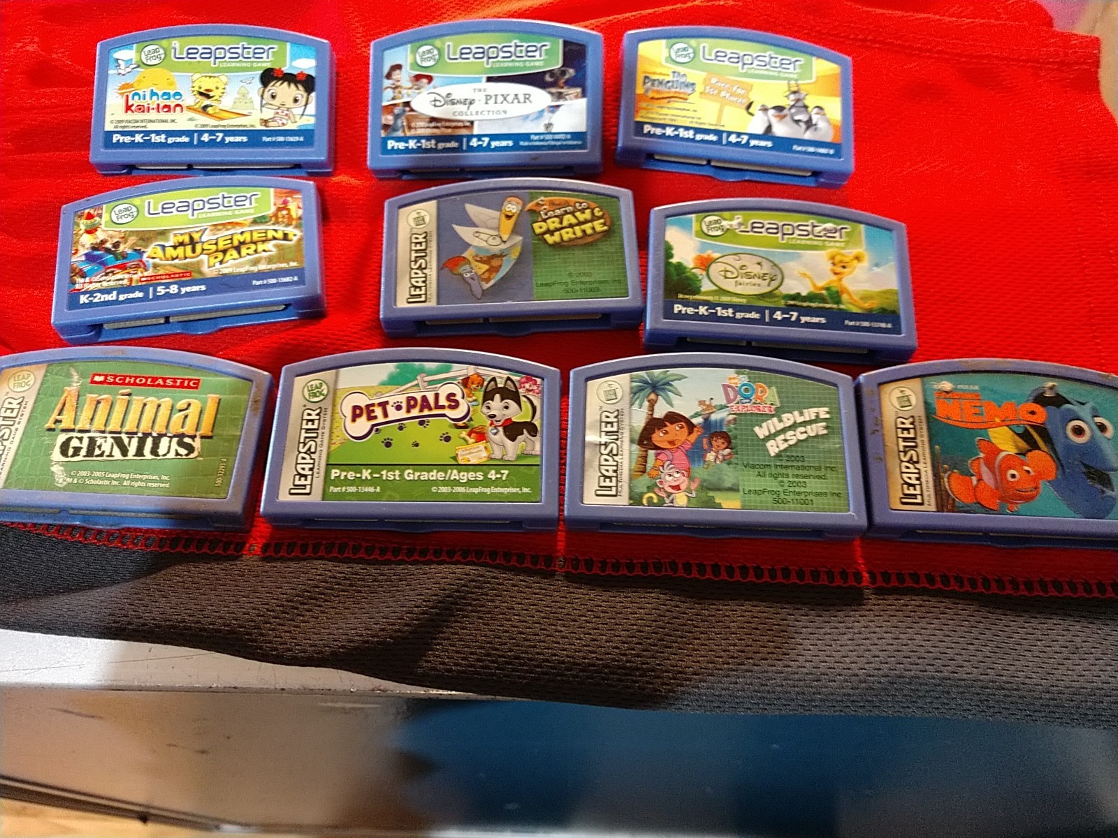 Lot of 10 LeapFrog Leapster Assorted Learning Game Cartridges – Ages 4-8+