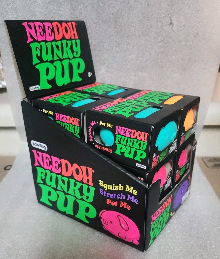 Nee Doh Funky Pup Squeeze Ball Super Squish LOT OF 12 with Display Box NEW