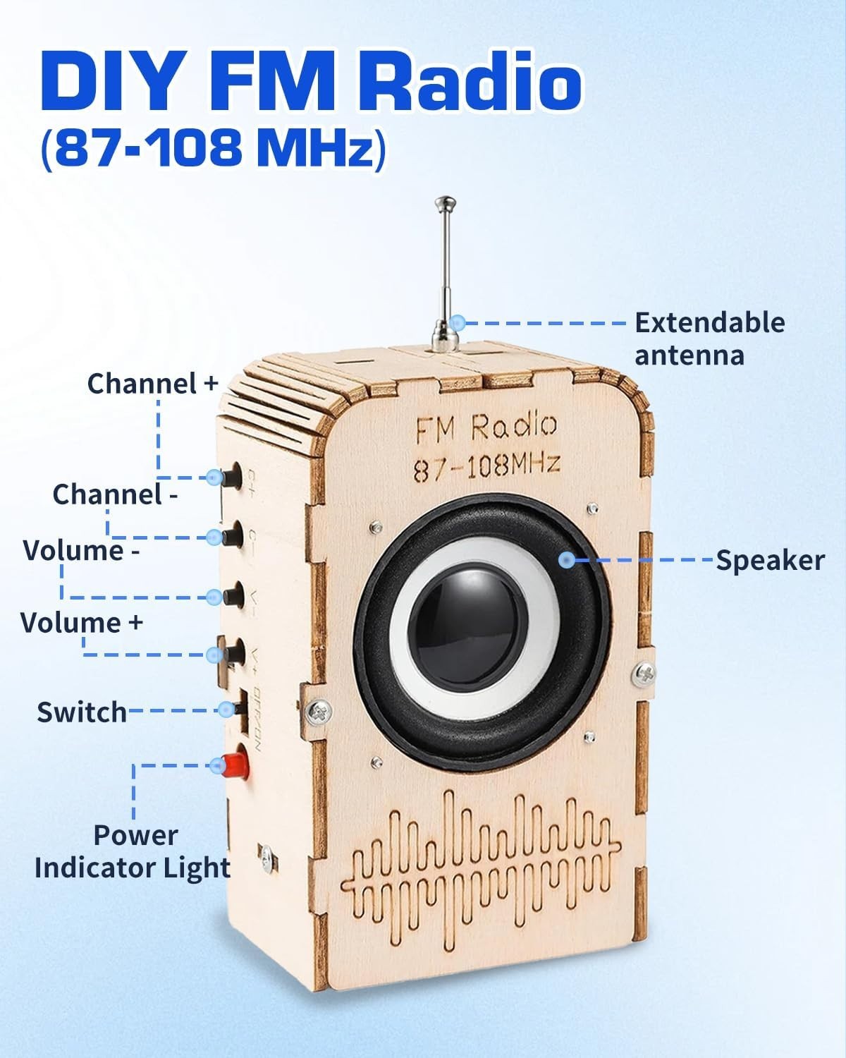DIY FM Radio Kit for Kids 6-14 Electronics, Science & Circuit Project Nice Gift
