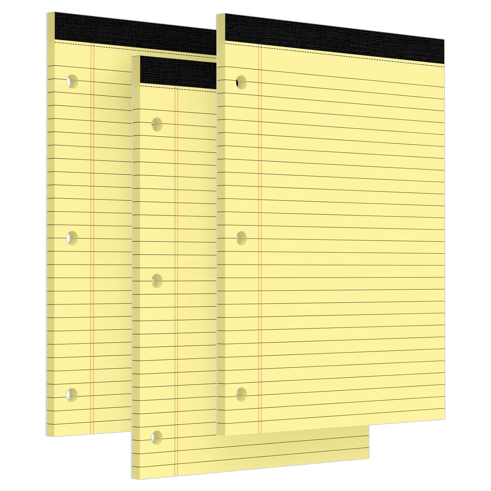 3 Hole Legal Pad 8.5 x 11, 3 Pack Yellow Note Pads, Notebook Paper Wide Ruled…