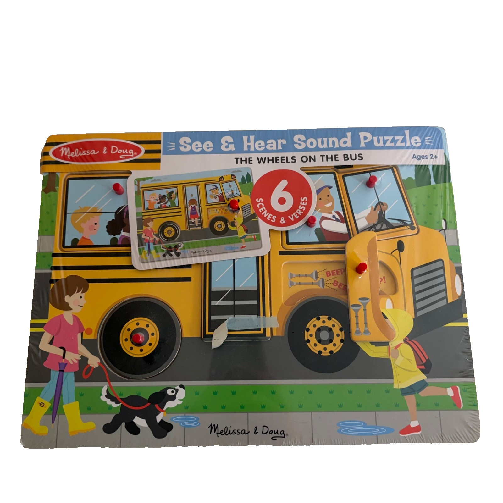 Melissa & Doug See & Hear Sound Puzzle The Wheels On The Bus NWT 2+