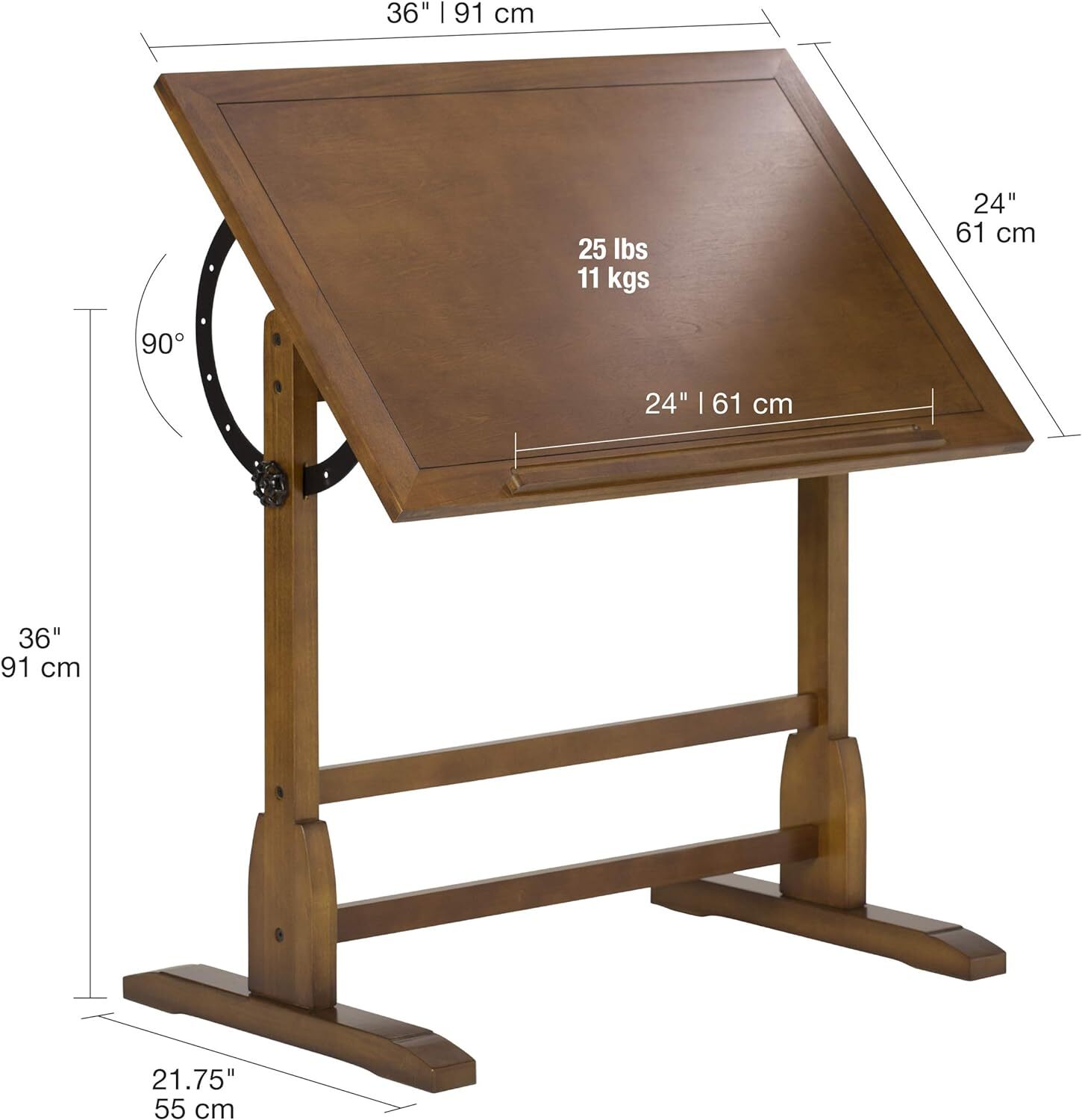 SD Studio Designs Vintage Rustic Oak Top Adjustable Drafting Craft Drawing Hobby