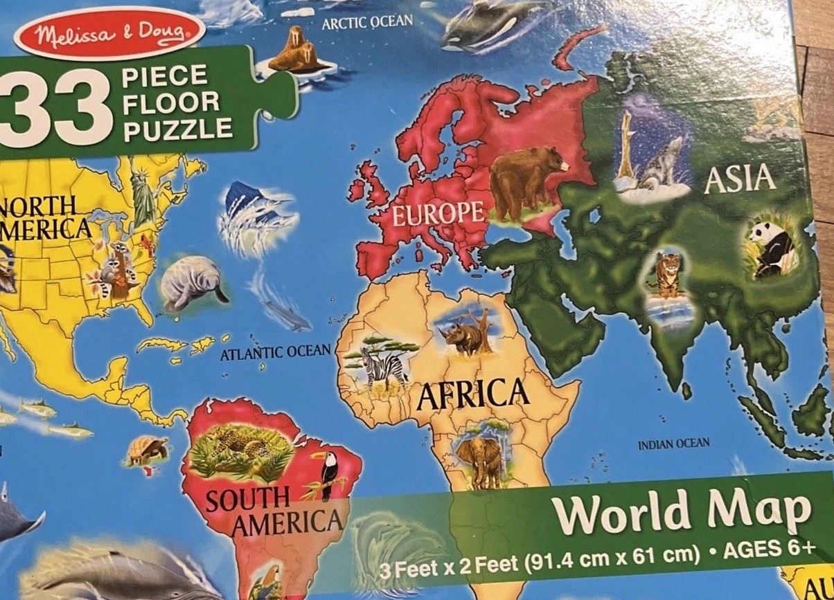 Melissa & Doug World Map Floor Puzzle 33 Piece