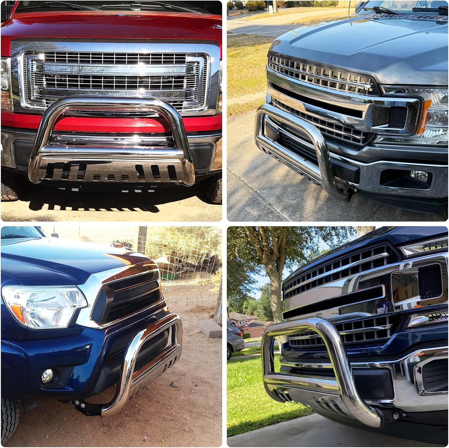 Bull Bar Compatible for 2004-2024 Ford F150/2003-2014 Navigator Chrome Push Fron