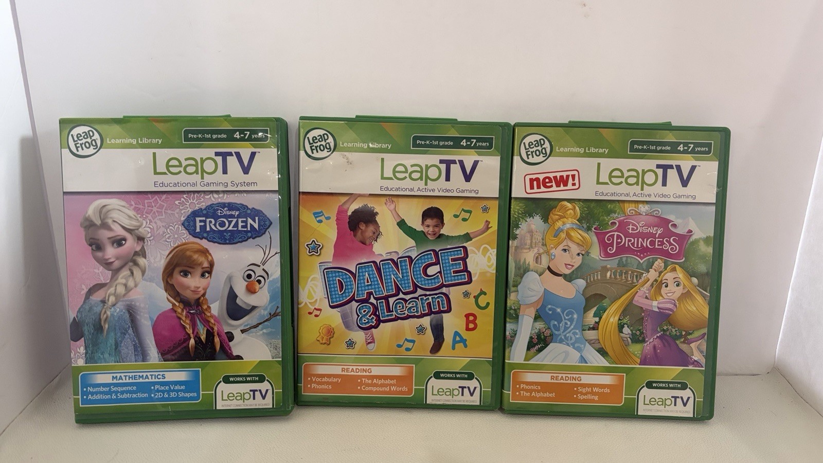 LeapFrog LeapTV Games Bundle Disney Frozen Princess Dance & Learn 3 Lot