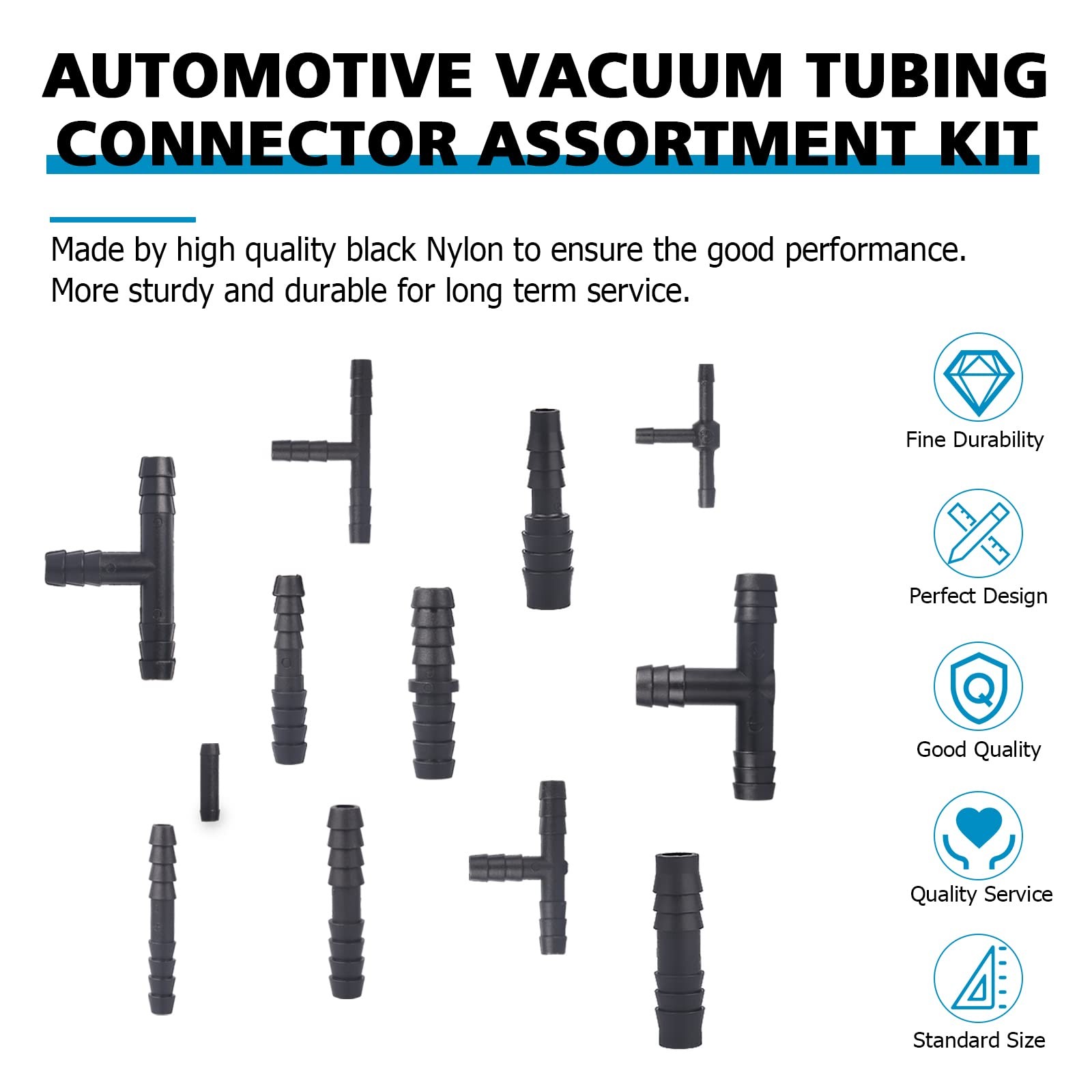 115 PCS Vacuum Connector Assortment Heat Resistance 240℃（460℉）12 Sizes Automo…