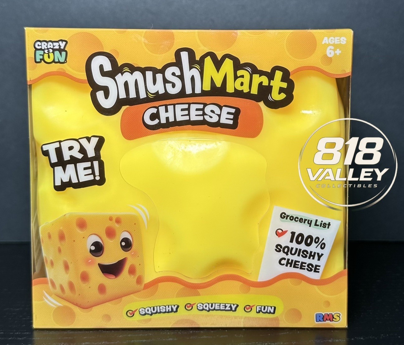 RMS Crazy Fun SmushMart Cheese Squishy Squeezy Stretch Sensory Toy