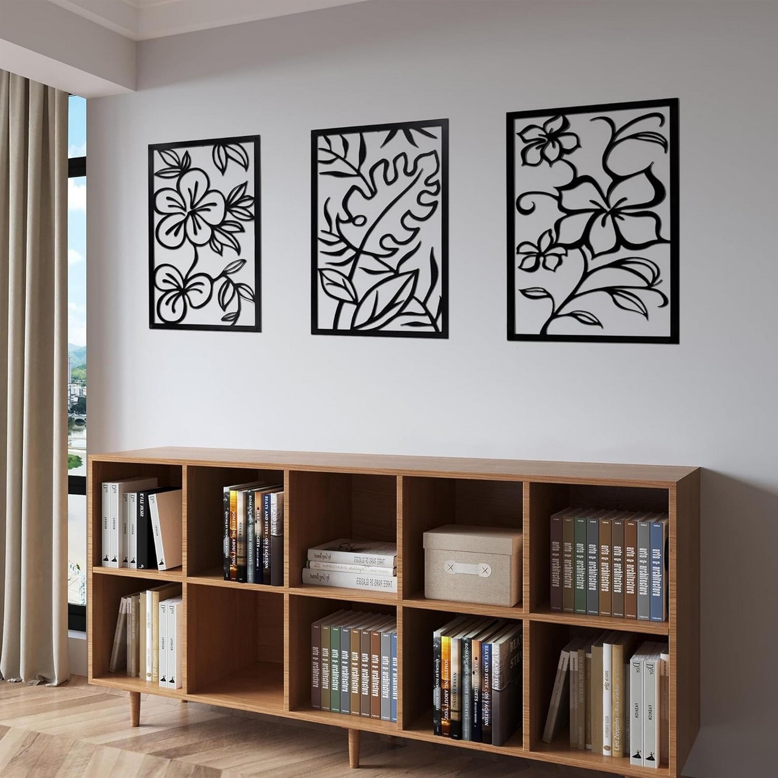 Cinq 3 Piece Set Wall Decor-Black Rectangular Metal Frame