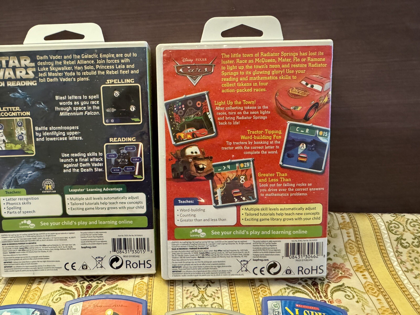 Leap Frog Leapster Learning System Game Cartridges LOT of 8 Cars Star Wars