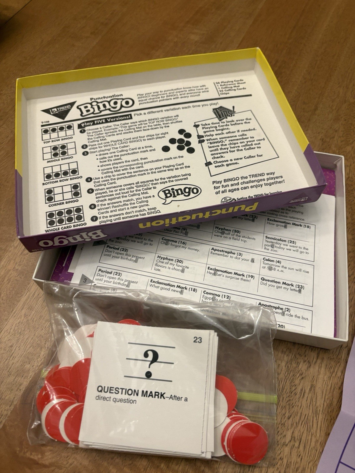 Trend Enterprises Punctuation Bingo Game; Ages 7 & Up; 3 To 36 Players Teacher