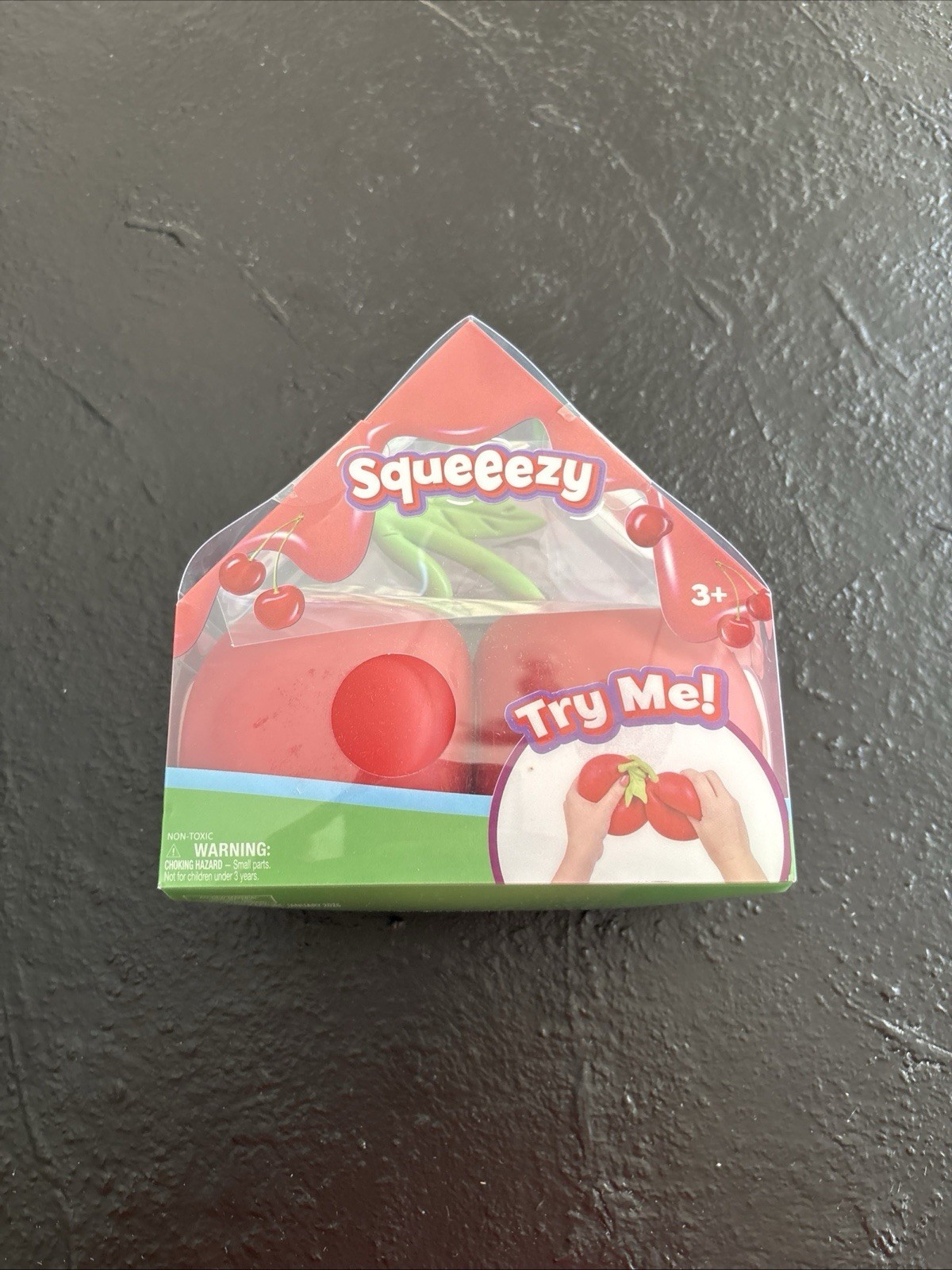 Squeeezy Cherry Tactile Squeeze Toy Stress Reliever, Red/Green, Ages 3+