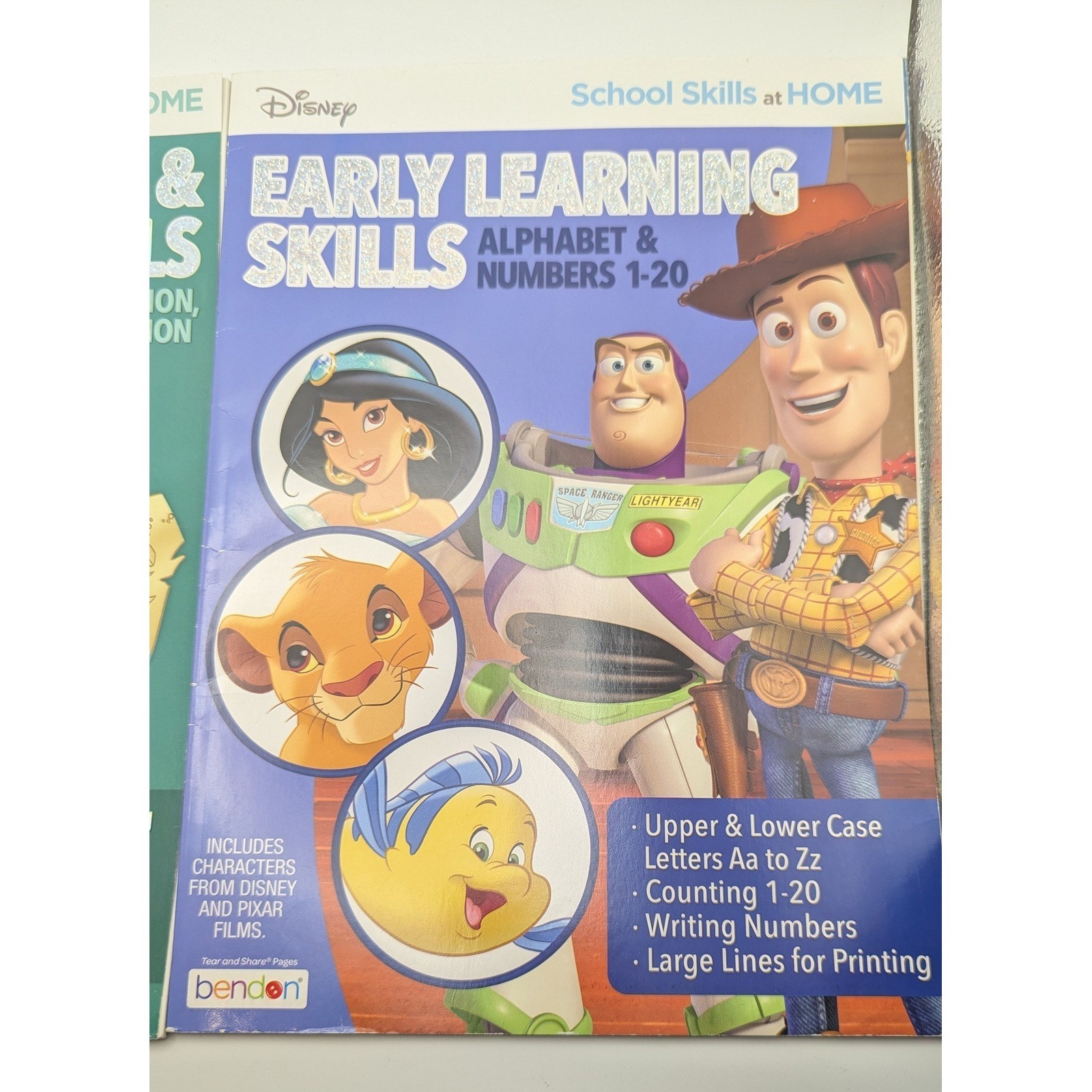 2 Disney School Skills at Home Workbook Set Reading Math Early Learning Alphabet