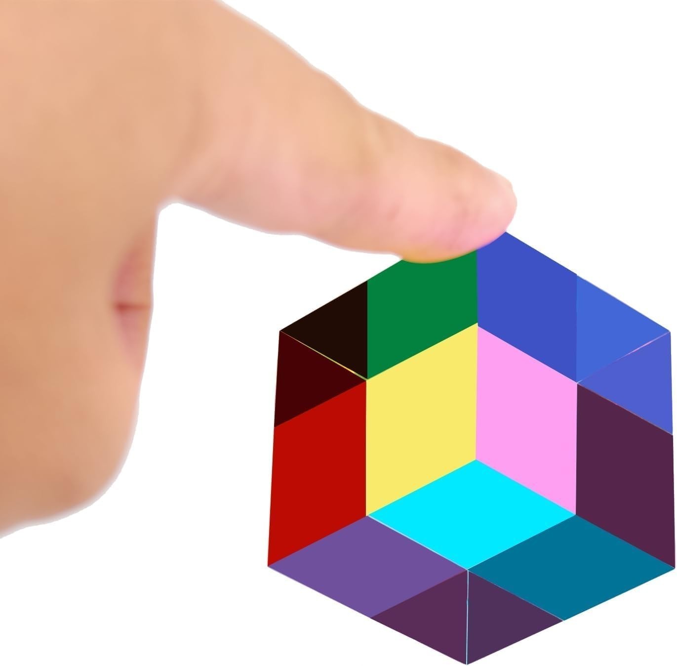 Original CMY Color Cube, 1.6 Inch (40Mm) Acrylic Mixing Color Cube Prism for Phy