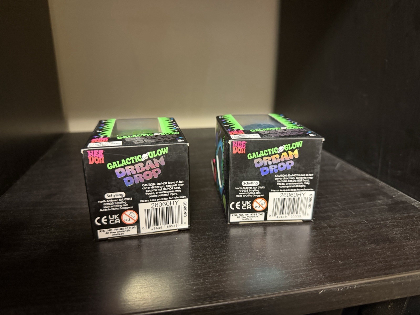 Needoh Galactic Glow Dream Drops Pair of 2 Green and Blue Authentic Brand New
