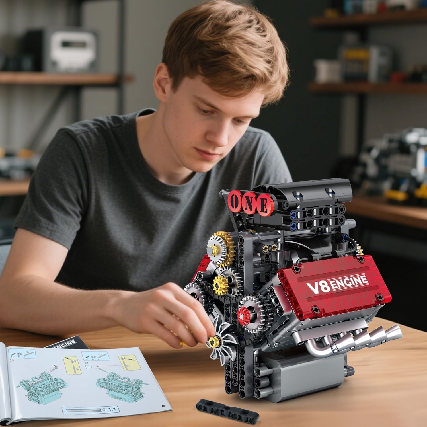 V8 Engine Building Set,V8 Engine Model kit that Run,Build Your Own STEM Mini …