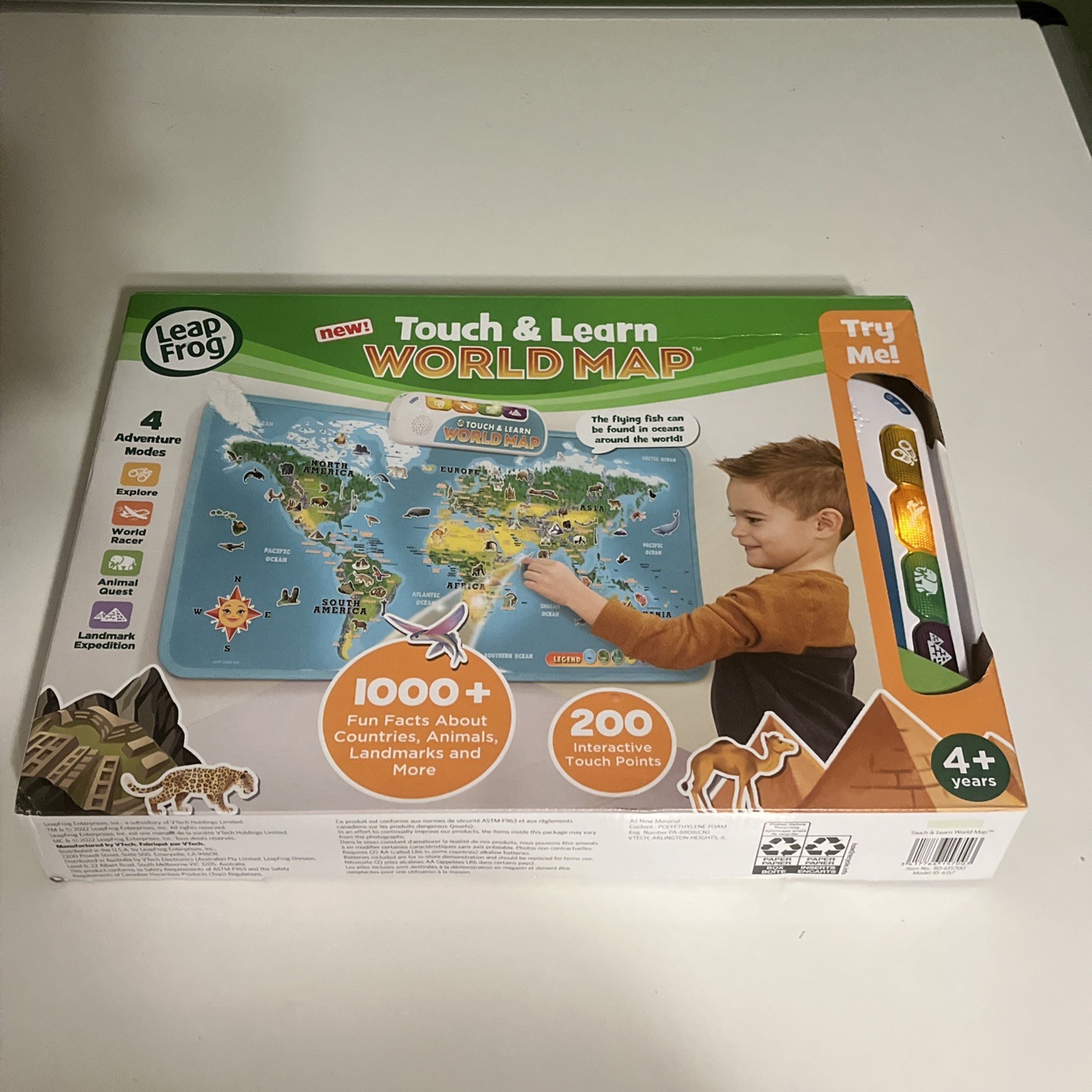 LeapFrog Touch & Learn World Map Featuring Animals & Landmarks Explore. Ages 4+