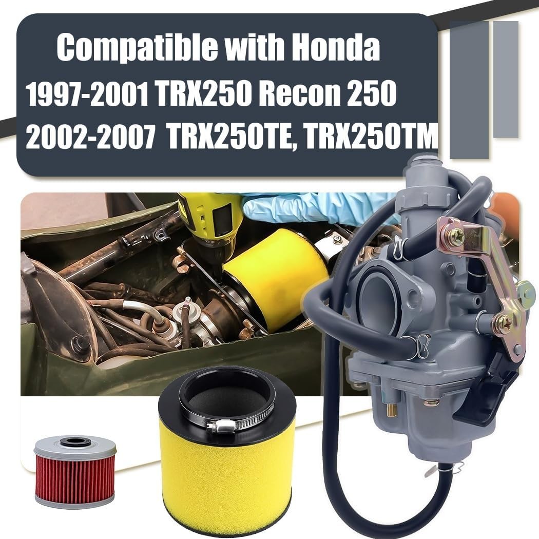 250 Carburetor with Fuel Tank Petcock Valve Set Fits for Honda TRX 250 Recon250