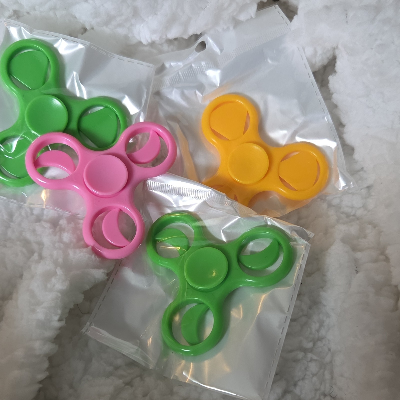Tactile Sensory Toy Set of 3 Fidget Spinners – Pink, Green, Yellow