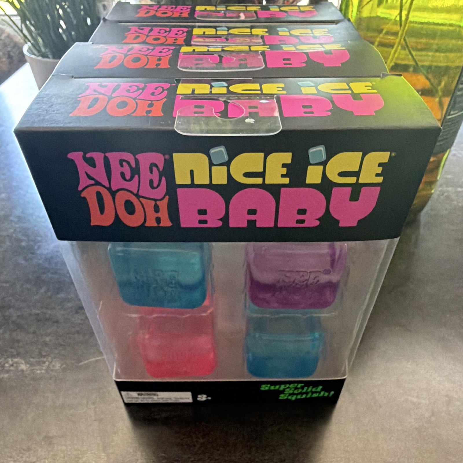 4 NeeDoh Nice Ice Baby Super Solid Squish Squeeze Toy Set, Multicolor 4 packs