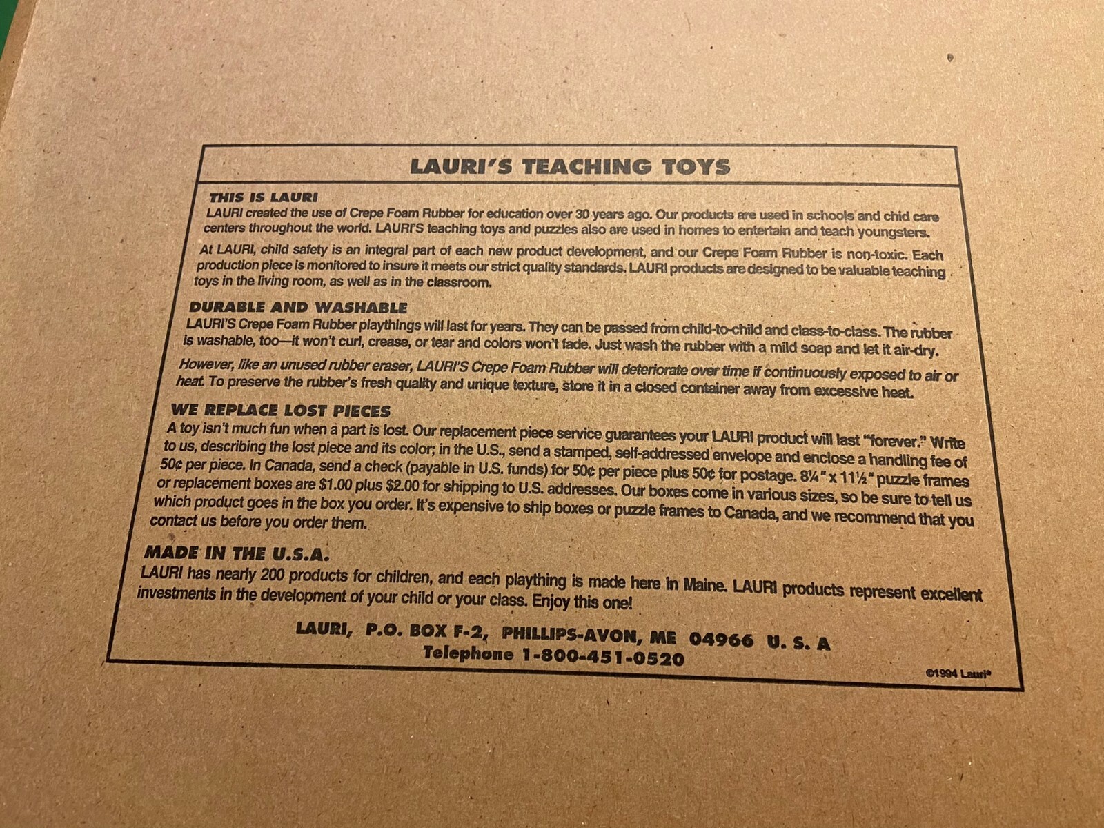 1979 Lauri A TO Z Panel L.C. 2306 Lauri’s Teaching Toys