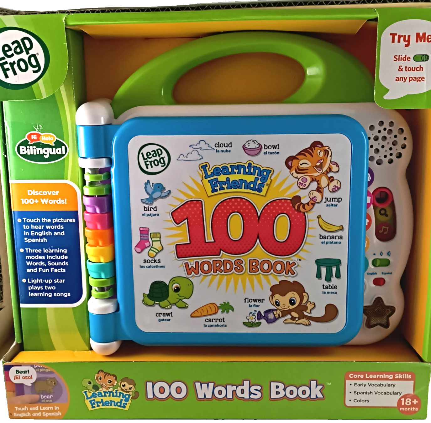 New Leap Frog Learning Friends 100 Words Book – Green/Blue Bilingual