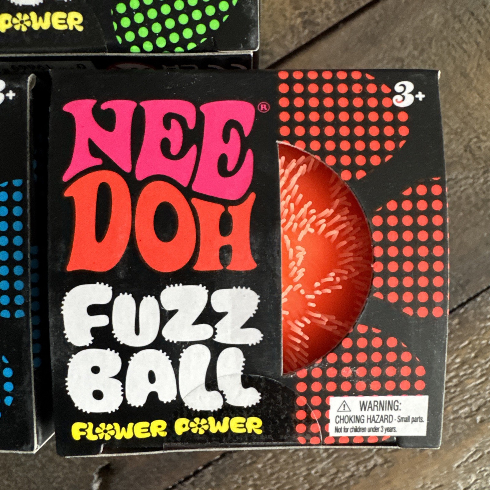 x4 NeeDoh Nee Doh Fuzz Ball Flower Power Squishy Purple Blue Orange Green