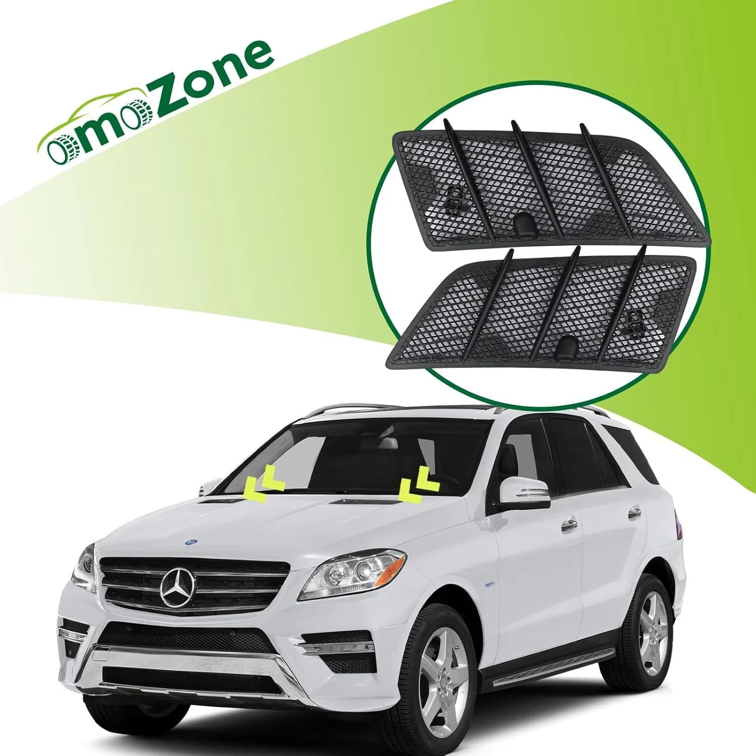 Pair Hood Air Vent Grille Cover Compatible with 2008-2011 Mercedes Benz W164