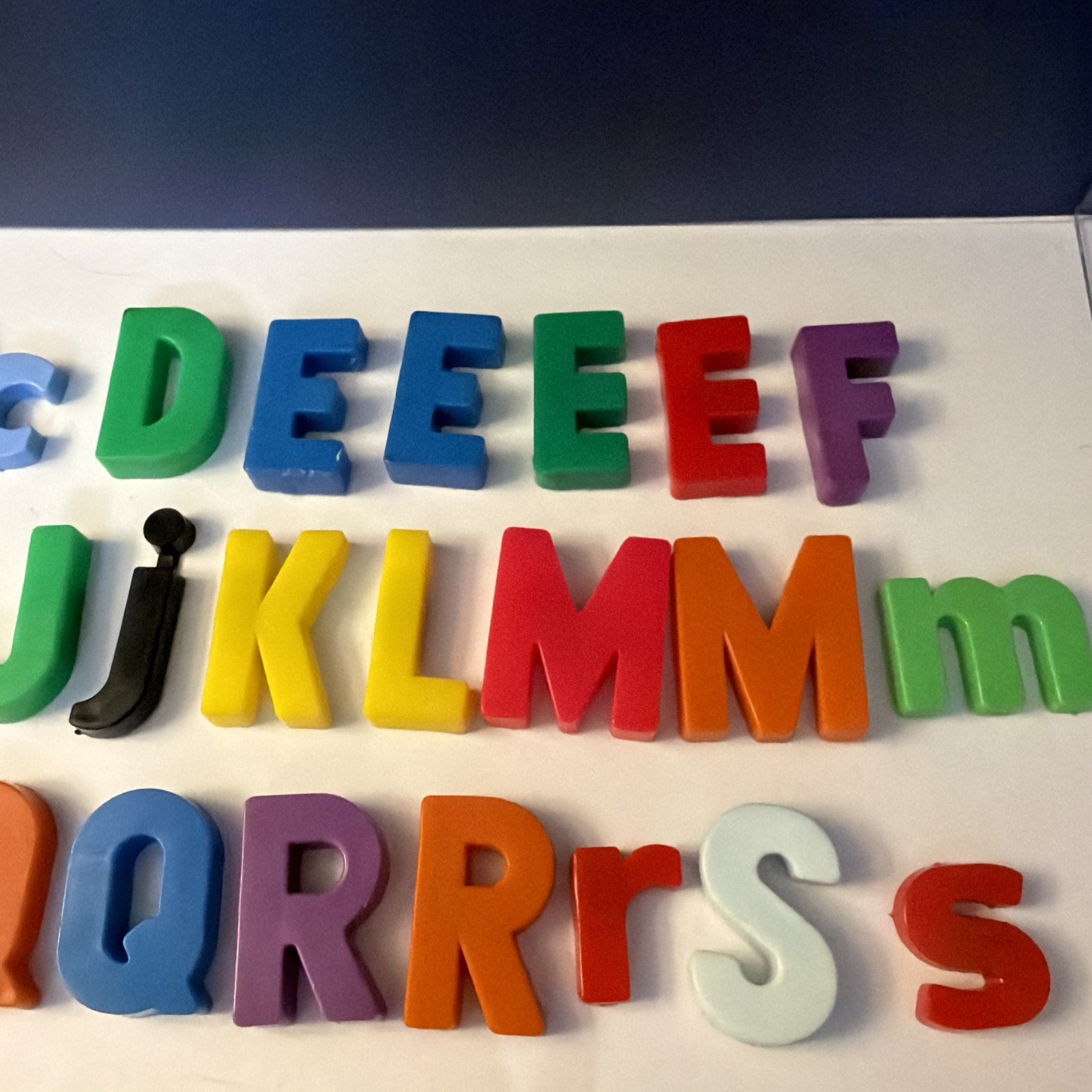Lot Of 44 Mixed Colors Plastic Magnetic Fridge Alphabet Letters Math Kids School