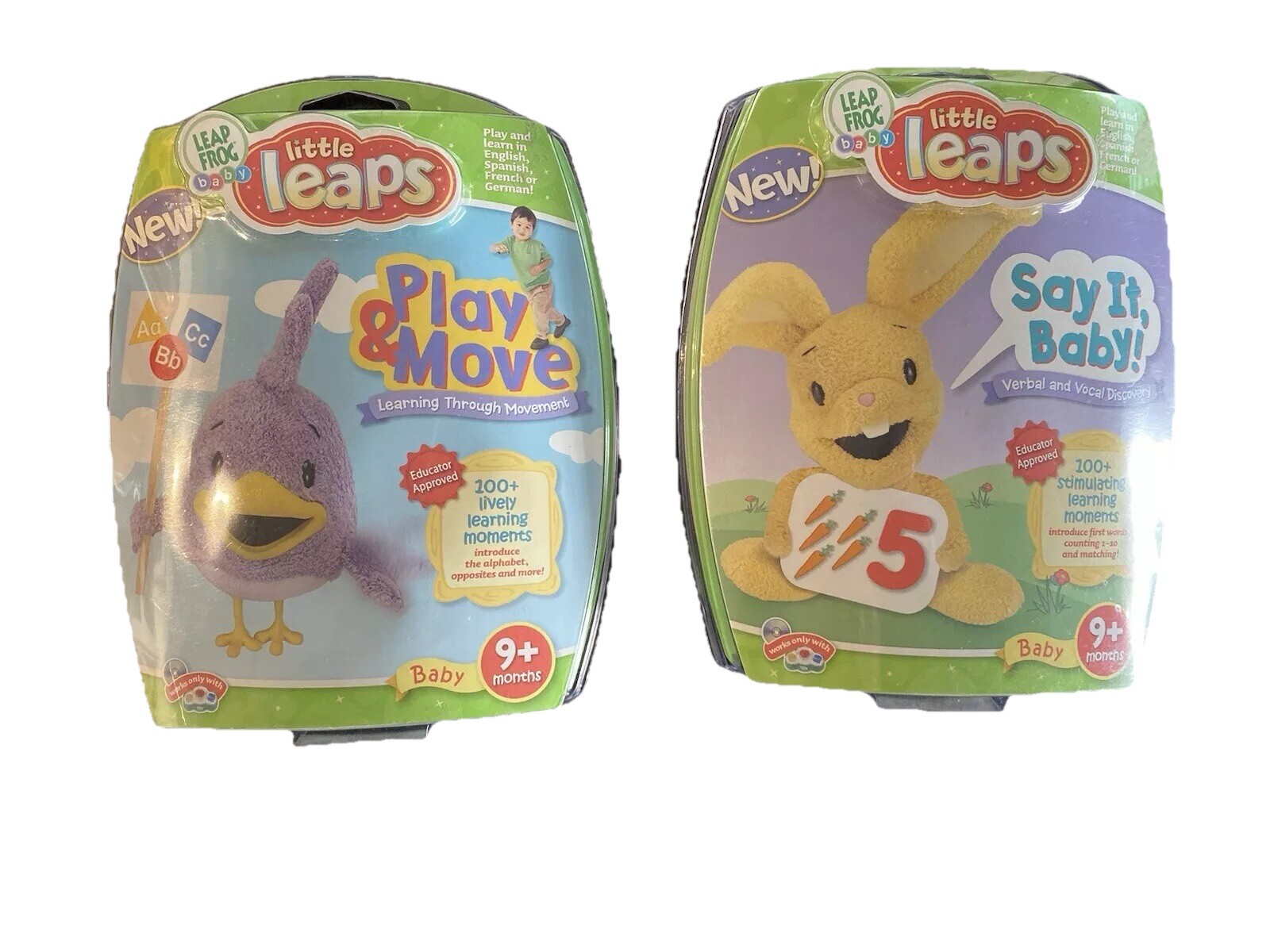 2 Games for Leapfrog Baby Leap Frog Little Leaps Play & Move and Say It Baby !
