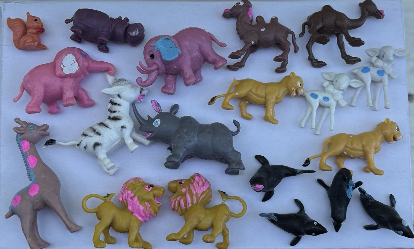 Mixed Lot Small Plastic Animal Figures made Hong Kong