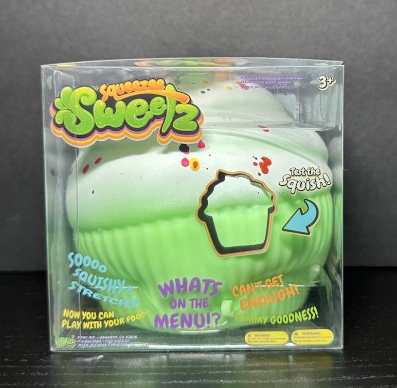 Squeezy Sweets Scented Squishy Cupcake Dessert Toy Blue Pink & Green Sprinkles
