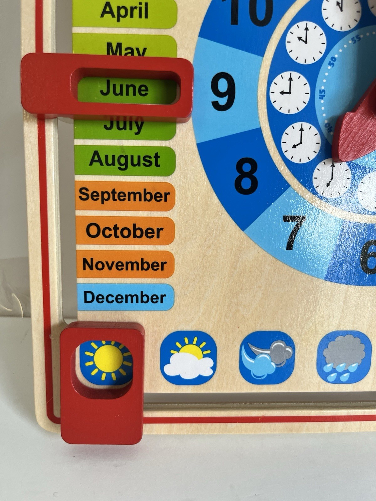 Wooden Calendar & Clock Board Learning Toy All-In-One Weather Season Date Chart