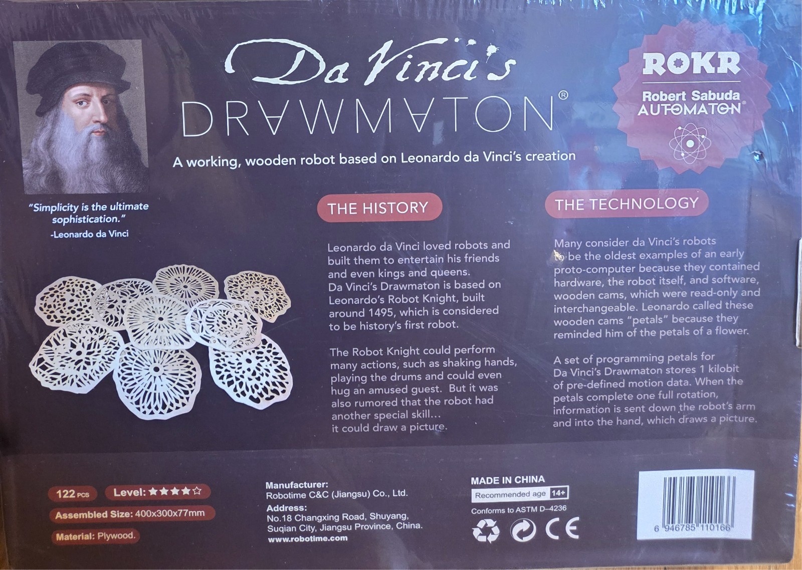 ROKR Da Vinci’s Drawmaton (The Gambler) Wooden Robot Robert Sabuda Automaton NEW
