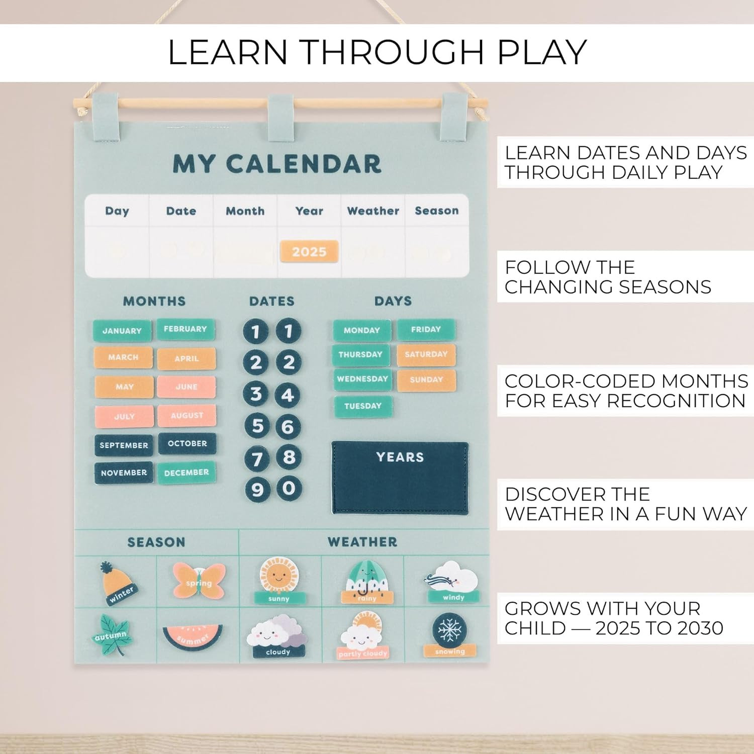 Beautiful Toddler and Kids Calendar – Perfect Homeschool Supplies with Months, D