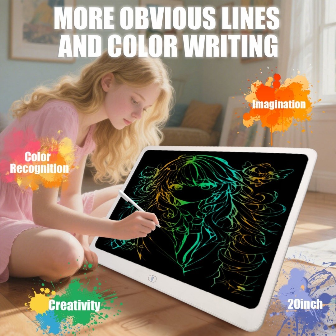 LCD Writing Tablet 20 Inch Colorful Toddler Board Drawing Electronic Tablet Blue