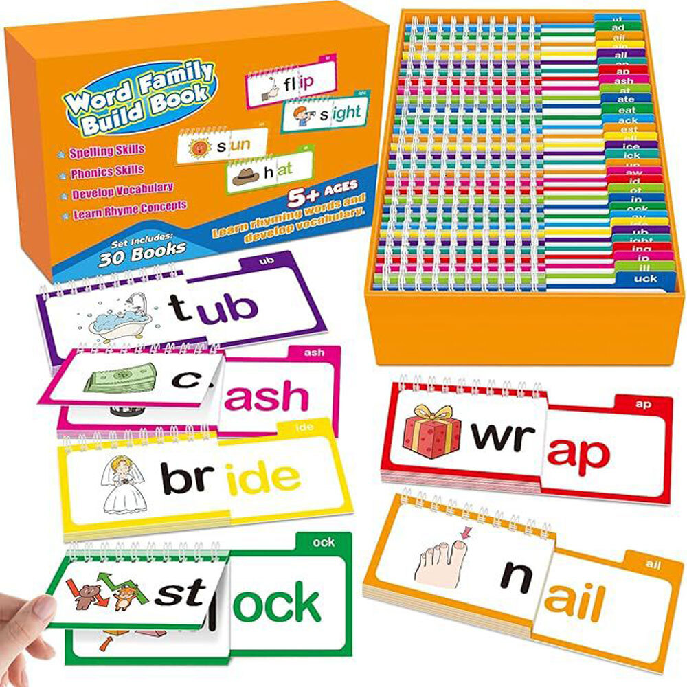 30 Read And Rhyme Flip Books Word Family Build Book Educational Reading Games ET