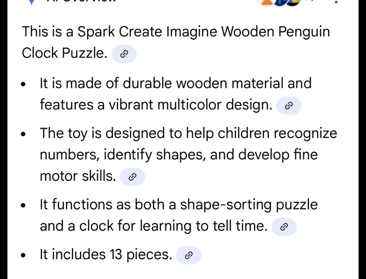 Spark Create Imagine Wooden Penguin Clock Puzzle 13 Pieces, Ages 3-7 Years