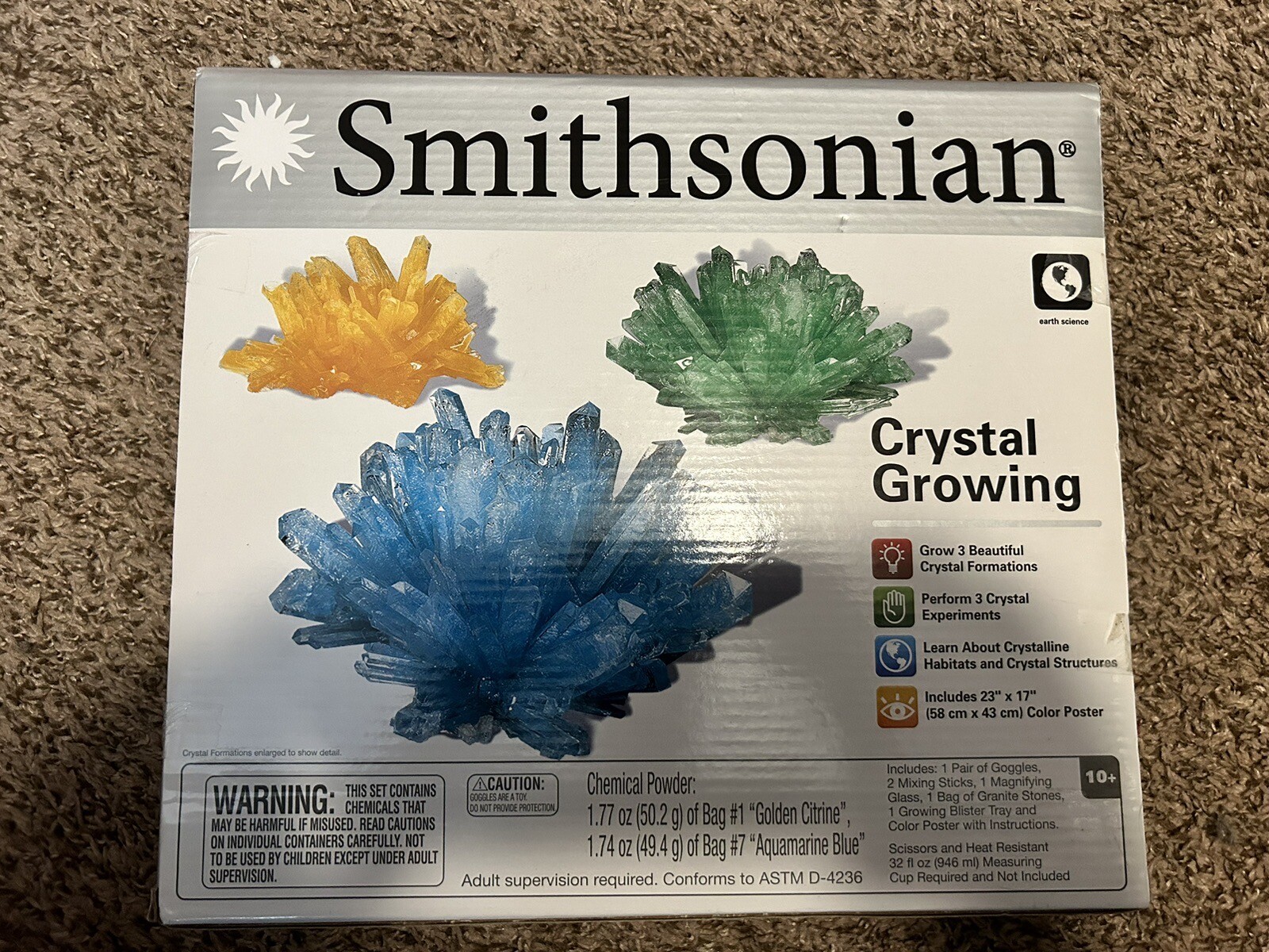 Smithsonian Crystal Growing – Earth Science – New In Box Ages 10 & Up