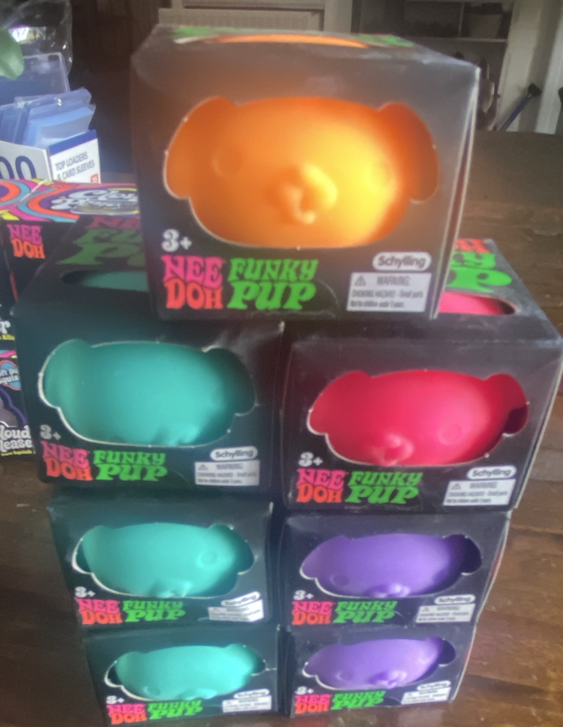 Nee Doh 6 Cloud Pleaser & 7 Squish Pup Lot, Purple/Teal/Pink/Orange