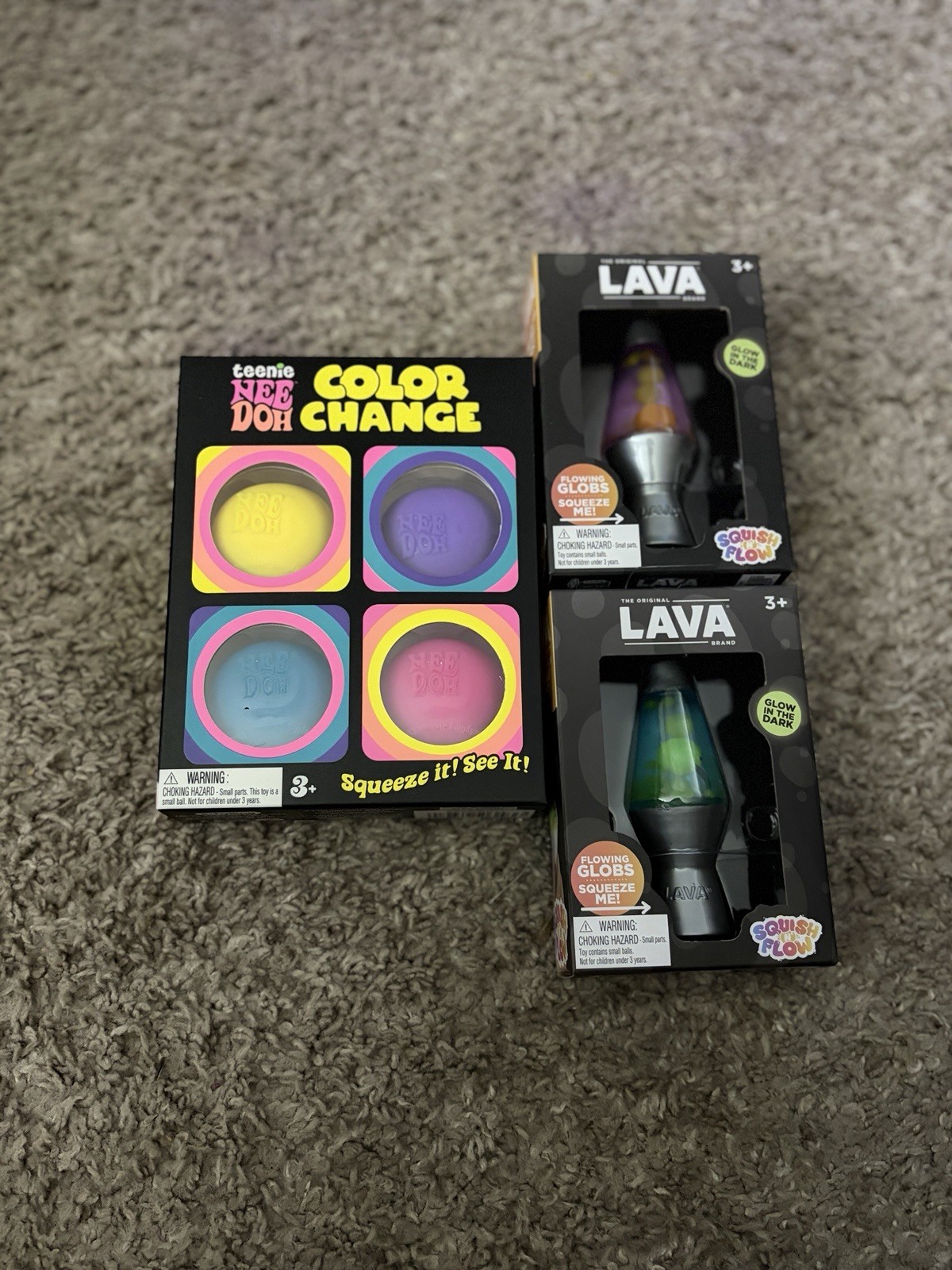 Schylling NeeDoh Squeeze Toys Lot: Color Change, & 2 Lava Glows – New