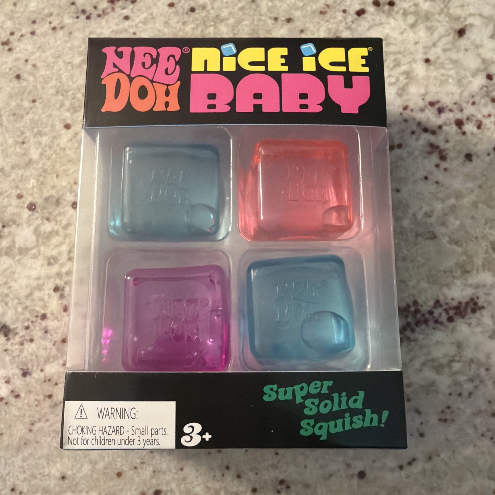 NeeDoh Nice Ice Baby 4 pack, Set of Four Nee Doh Mini Nice Cube Pink Blue Purple