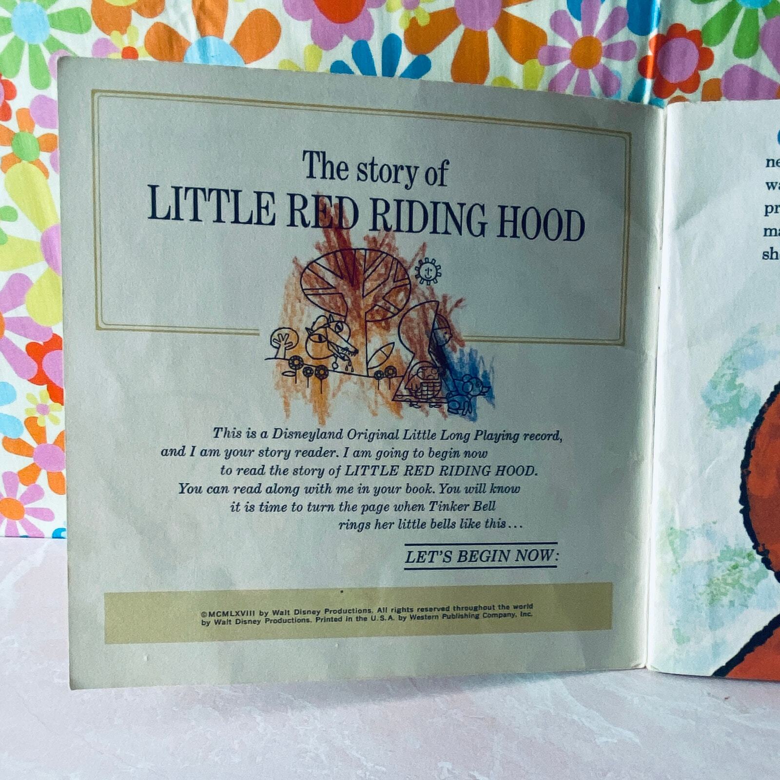 Vintage 1968 Disneyland Record & Book-The Story of Little Red Riding Hood